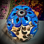 Cream With Sparkly Blue Flowers Sugar Skull