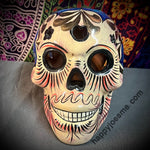 Cream With Sparkly Blue Flowers Sugar Skull