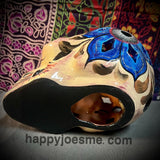 Cream With Sparkly Blue Flowers Sugar Skull